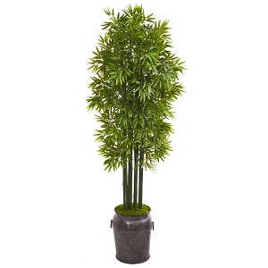 Nearly Natural 6-ft Bamboo Artificial Tree with Black Trunks in Planter UV Resistant (Indoor/Outdoor) - 1 of 1