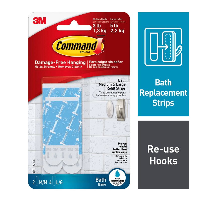 Command Water Resistant Refill Strips (2 Medium/4 Large Strips), 3 of 17