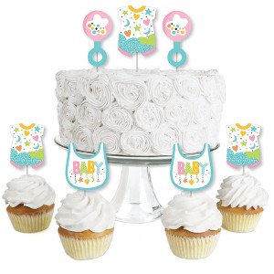 Big Dot of Happiness Colorful Baby Shower - Dessert Cupcake Toppers - Gender Neutral Party Clear Treat Picks - Set of 24 - 1 of 4