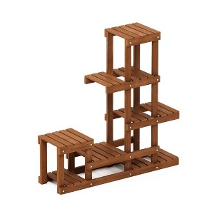 HOMLUX Multi-layer Wood Plant Stand Flower Pot Shelf Rack with High Low Structure for Indoor/Outdoor - 1 of 4