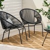 Set of 2 Woven Rattan Outdoor Lounge Chair with Rust Resistant Iron Frame, Modern Patio Chairs-3irtyhousy - 3 of 4