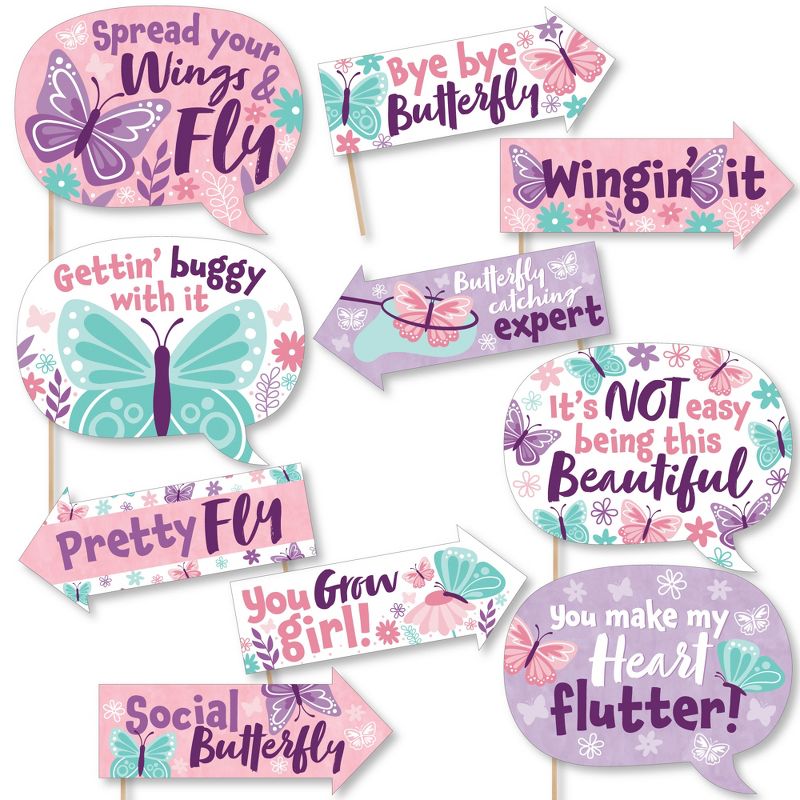Big Dot of Happiness Funny Beautiful Butterfly - Floral Baby Shower or Birthday Party Photo Booth Props Kit - 10 Piece, 1 of 6