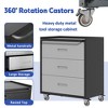 34.65“Heavy-Duty Metal Storage Cabinet with Wheels - 3 Drawer Tool Cabinet for Garage, Office, and Home Organizer Solutions, Gray - 3 of 4