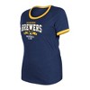 MLB Milwaukee Brewers Women's Heather Bi-Blend Ringer T-Shirt - 3 of 4