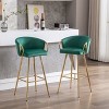 Racxily 30 Inch Bar Stools (Set of 2) - Cozy Bar Stools with Chrome Footrest & Base, Soft Velvet, Golden Legs, Minimalist Gray Design - 2 of 4