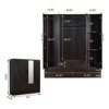 Keloyid Brown Wood 62.99 in. Armoire with 3 Drawers and 6 Shelves - 3 of 4