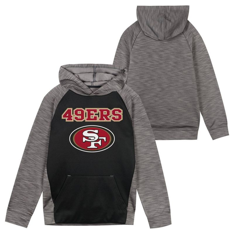 NFL San Francisco 49ers Boys&#39; Black/Gray Long Sleeve Hooded Sweatshirt, 1 of 4