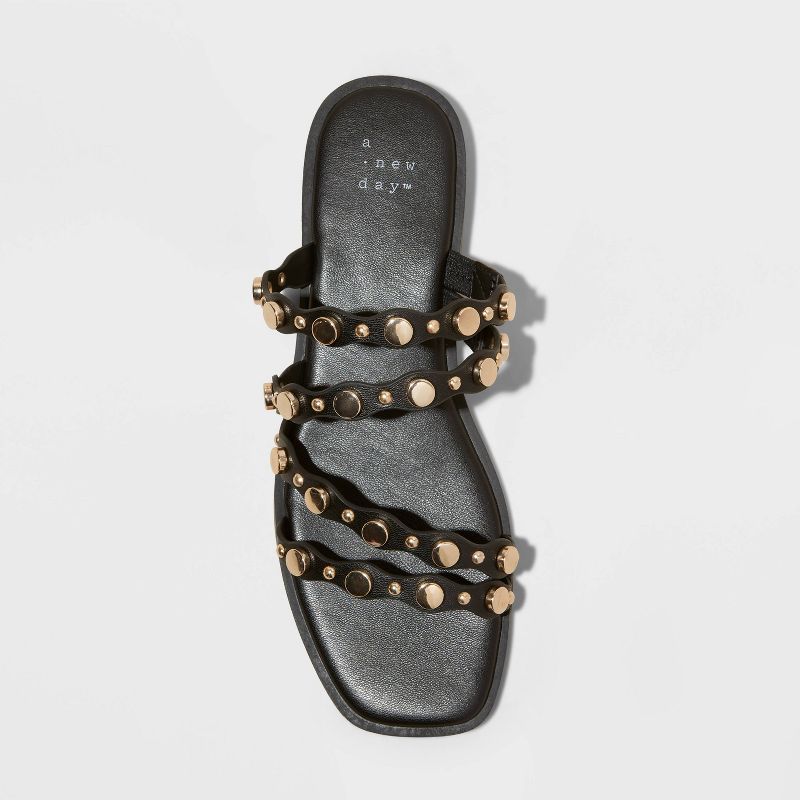 Women&#39;s Sharon Stud Slide Sandals - A New Day&#8482; Black, 4 of 6