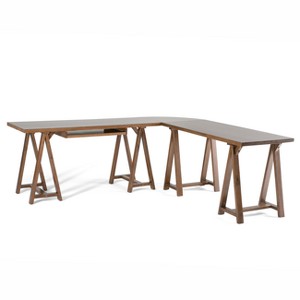 Hawkins Solid Wood L-Shape Corner Desk Medium Saddle Brown - Wyndenhall