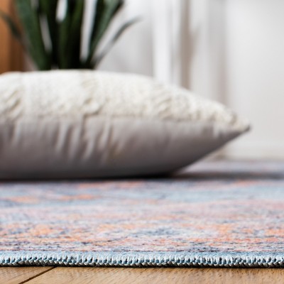Serapi Blue and Orange Square Hand-Knotted Area Rug