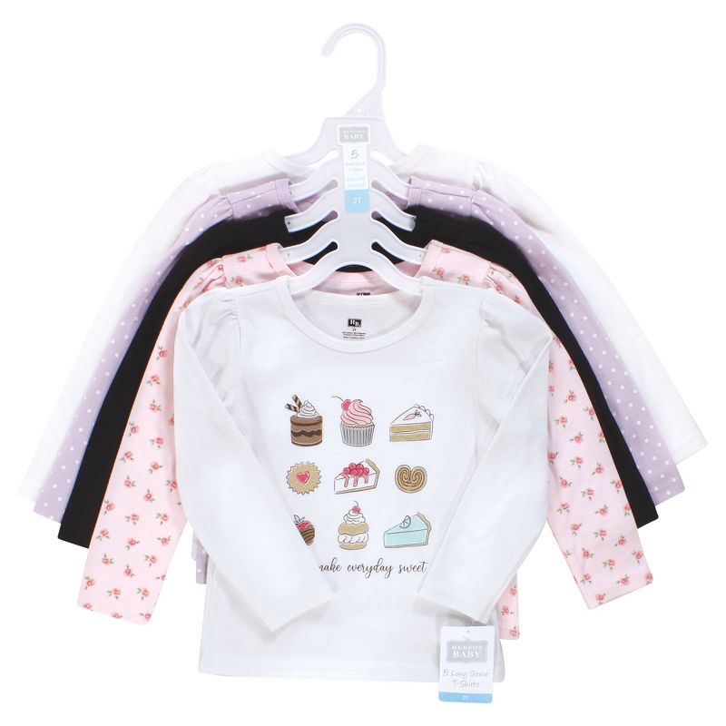 Hudson Baby Infant and Toddler Girl Long Sleeve T-Shirts, Bakery Tea Party, 2 of 8