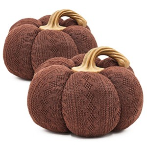 TopComfy Decorative Object Fabric Pumpkin Set Stylish Fall Decor for Harvest Festival Display, Dark Brown, 12"*10"*8" - 1 of 4