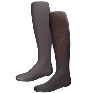 Memoi Girls' 2 Pair Pack Opaque Nylon Glitter Tights - 1 of 2