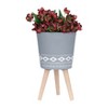 Gulches Modern Diamond Planter with Wood Legs, Gray, S/2 10x10x17" & 12x12x21" - 4 of 4