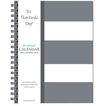 Kahootie Co. Kahootie Co Undated Monthly Calendar 9" x 11.5" Light Gray Stripe (ITKCLGS)