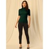 Hobemty Women's Mock Neck Slim Fit Short Sleeve Basic Knitted Blouse - 3 of 4