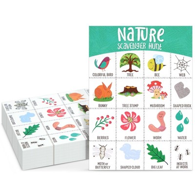 Juvale 50 Pack Nature Scavenger Hunt Cards For Kids, Outdoor Family ...