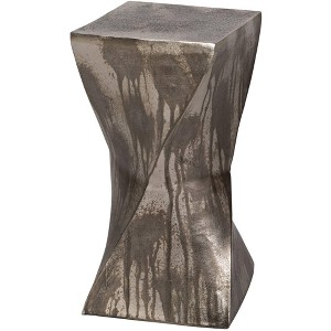 Uttermost Modern Aluminum Twisted Hourglass Accent Table 10" Wide Tarnished Silver for Living Room Bedroom Bedside Entryway House - 1 of 1
