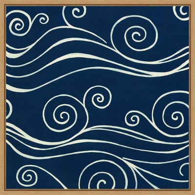 16" x 16" Ocean Wave Motifs III by June Erica Vess Framed Wall Canvas - Amanti Art