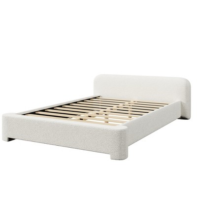 Christopher Knight Home Samson Modern Boucle Upholstered Wood Platform Bed with Headboard, White
