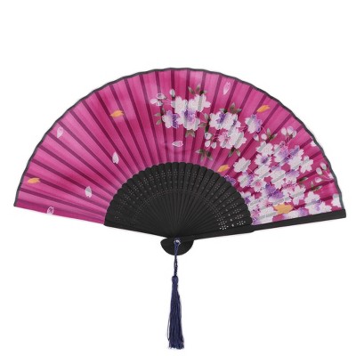 Unique Bargains Summer Party Dancing Flower Pattern Vintage Handcraft Purse Gift Folding Fan
