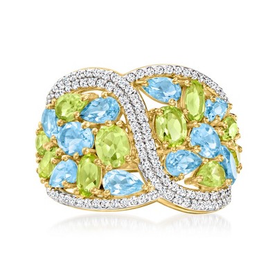 Ross-Simons 6.45 ct. t.w. Multi-Gemstone Crisscross Ring in 18kt Gold Over Sterling Size 7