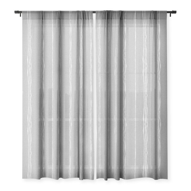 Holli Zollinger Linen Grey Stripe Single Panel Sheer Window Curtain - Deny Designs, 3 of 7