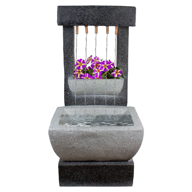 Northlight 26" LED Lighted Rainfall Outdoor Water Fountain with Planter, 1 of 7
