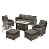 XIZZI Outdoor Rattan Sectional Sofa Set, Modular Patio Lounge Set w/ Swivel Chairs, Side Table & Optional 3-Seat Sofa/Ottomans/Firepit/Coffee Table - 2 of 4