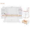 Full/Twin Size Wooden Murphy Bed Wall Bed with Drawers, Cabinets, USB Ports, and Stool 4S -ModernLuxe - 3 of 4