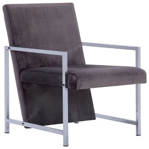 vidaXL Armchair with Chrome Feet Dark Gray Velvet - 1 of 4