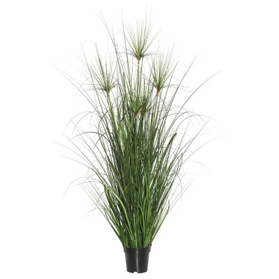 Vickerman Artificial Brushed Grass in Pot 24": Indoor PVC Faux Foliage, Black Plastic Container