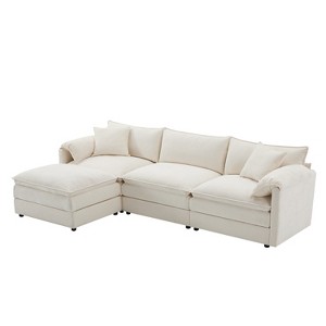 VYNXARIA 103.5" Chenille Modular Sectional Sofa with Deep and Wide Seat,L Shaped Cloud Couch Set with Double Cushions,4 Seat Sofa£¬Cream - 1 of 4