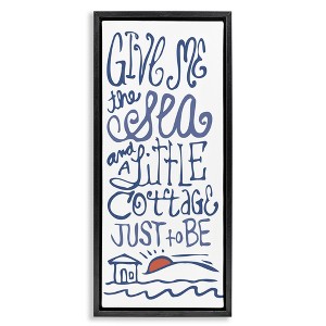 Stupell Industries Sea & Cottage Beach Life Calligraphy Floating Frame Canvas Art, Black, 11" x 25" - 1 of 4