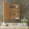 Oak Wood Framed Bathroom Wall Cabinet with Mirror and Adjustable Shelves, Wall Mounted Storage Cabinet with Mirror for Bathroom - 2 of 4