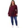 Agnes Orinda Women's Plus Size Casual Knit Babydoll Long Sleeve Peplum Blouse - 3 of 4