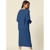 Seta T Womens' Winter Casual Crewneck Sweater Midi Skirts with Pockets Lounge Set Two Pieces - 4 of 4