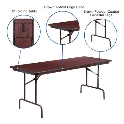 Elegant 6-Foot Mahogany Laminate Folding Banquet Table