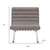 HomeRoots 29" Gray and Silver Tufted Leather and Upholstered Folding Lounge Chair - 3 of 4