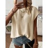 Womens Summer Cap Sleeve Tops Trendy Casual Crew Neck Knit Lightweight Sweater Pullover Top - 3 of 4