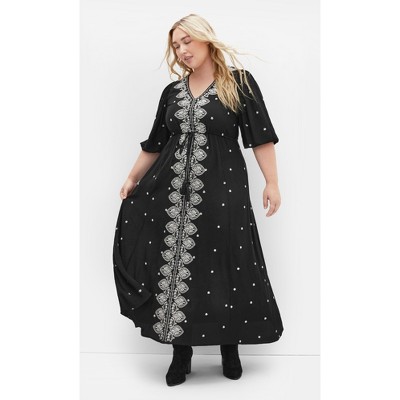 Women's Plus Size Ulla Embroidered Dress - black | CITY CHIC