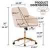 XIYUYEU Adjustable Ergonomic Swivel Home Office Chair with Golden Metal Base and Wheels for Work Study Vanity - 3 of 4