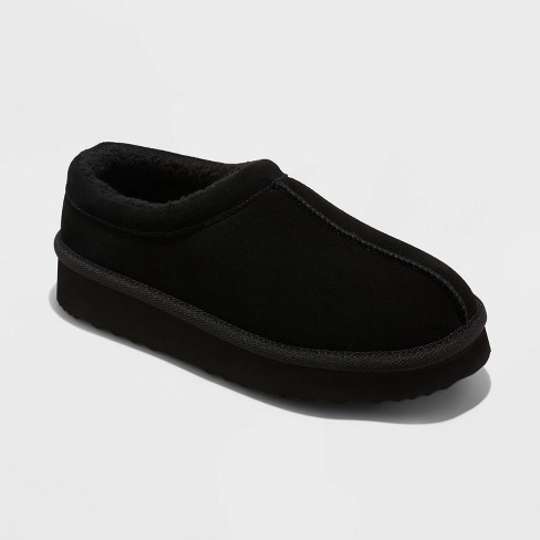 Fashion Front Male Suede Cover Slippers - Black