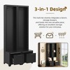 White Free Standing Hall Tree Set of 2 Multifunctional 3-IN-1 Entryway Coat Rack with Black Retro Handles Seating Bench with Storage Drawers - 3 of 4