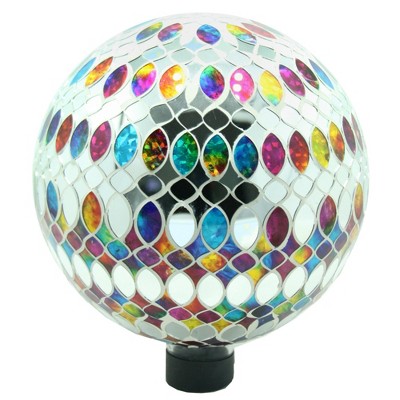 Very Cool Stuff Mosaic Glass Gazing Globe with Hanging Chain, Bling Multi-Shape Tile, 10in