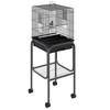 Akoasm 45 Inch Metal Parrot Bird Cage & Bird House With Detachable Rolling Stand, Storable Basket And Accessories-Black - 4 of 4