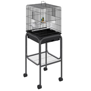 Gsluuk Pawhut 45-inch Metal Indoor Bird Cage, Parrot Cage, Bird Aviary with Detachable Rolling Stand, Storage Basket - 1 of 1
