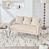 APRILSOUL53.7"Modern Upholstered Velvet Open Back Loveseat Settee with 3 Pillows, Small Comfy Sofa 2-Seater Mini Sofa - 4 of 4