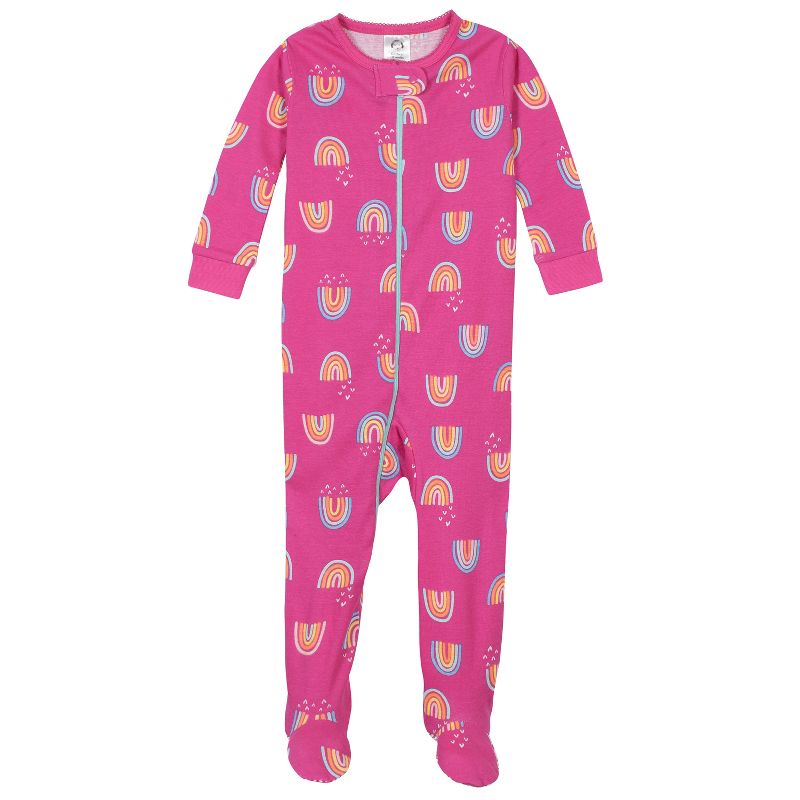 Gerber Baby & Toddler Girls Snug Fit Footed Cotton Pajamas, 2-Pack, 2 of 10