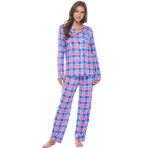 Casual Nights Women's Long Sleeve Rayon Button Down Pajama Set - 1 of 4
